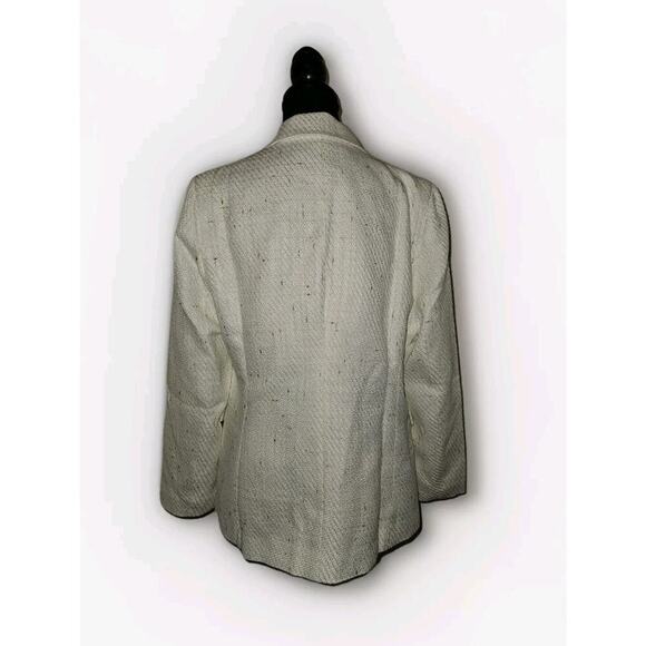 NWT! Mina Self Tweed Blazer Jacket Ivory Double Breasted Pockets Size L - Picture 3 of 12